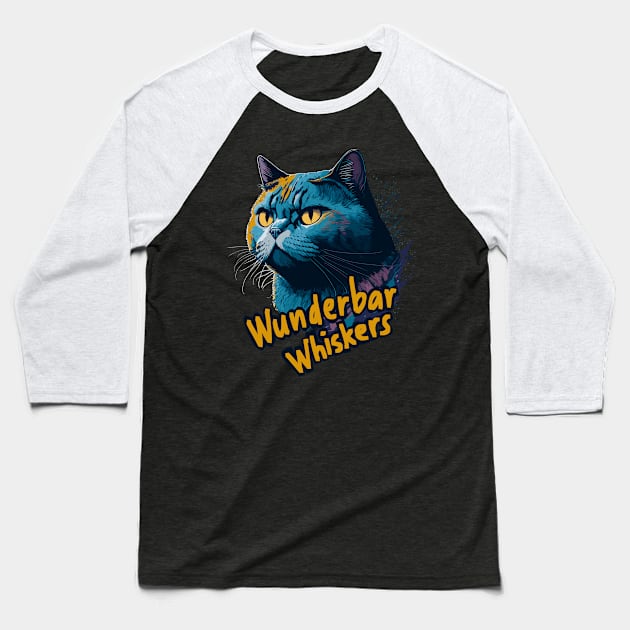 Wunderbar Whiskers Baseball T-Shirt by BAJAJU